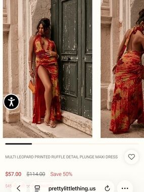 Brand new Multi leopard printed ruffle detail plunge maxi dress